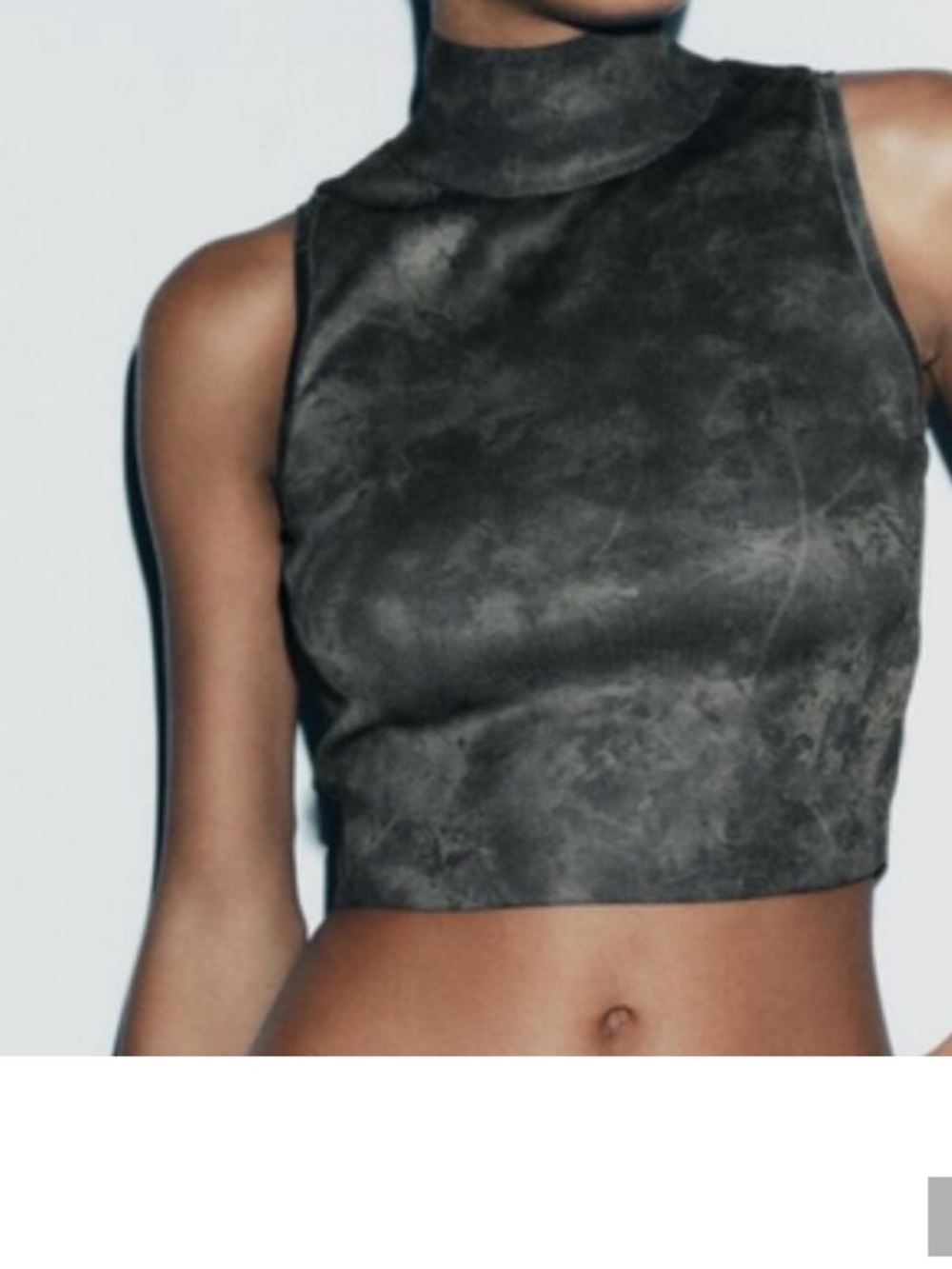 Zara Black Gray Tie-Dye Sleeveless Crop Top